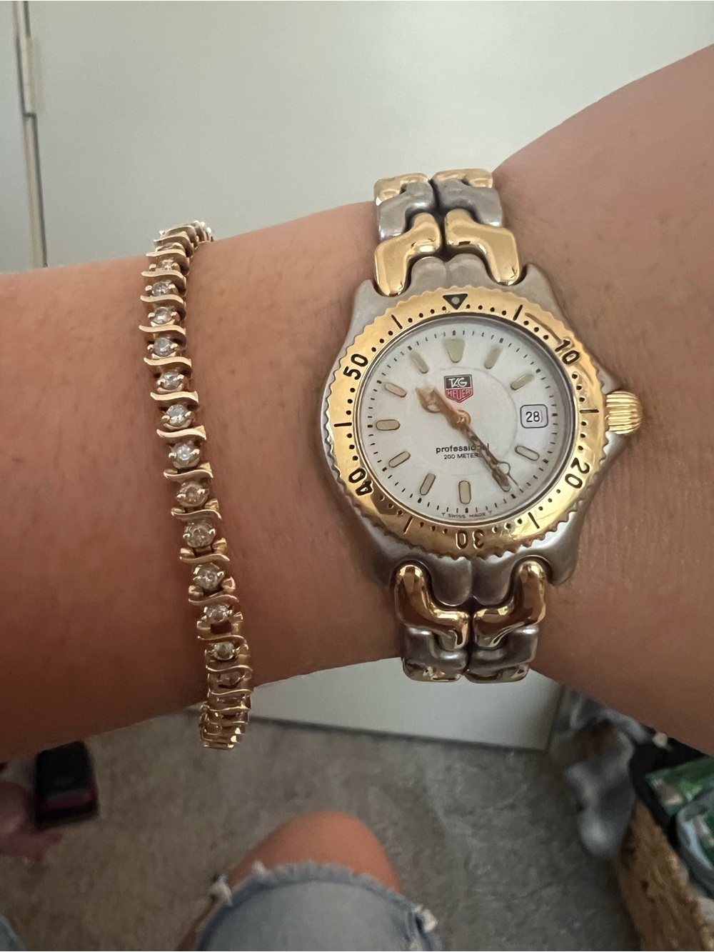 Tag Heuer Two-Tone Gold and Silver Ladies Watch with White Dial